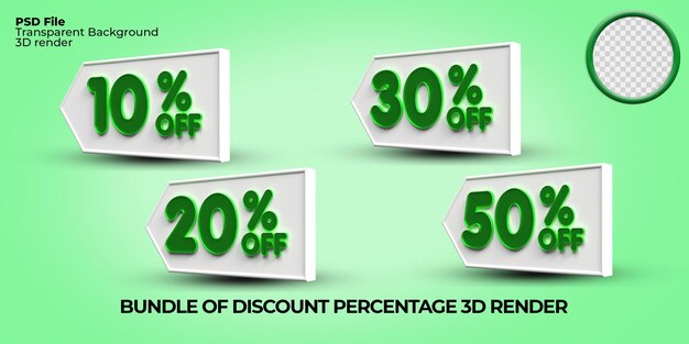 PSD bundle of 3d render percentage discount for sale product