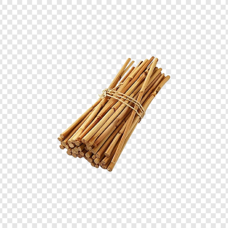 PSD a bundle of bamboo sticks with a string tied in a knot