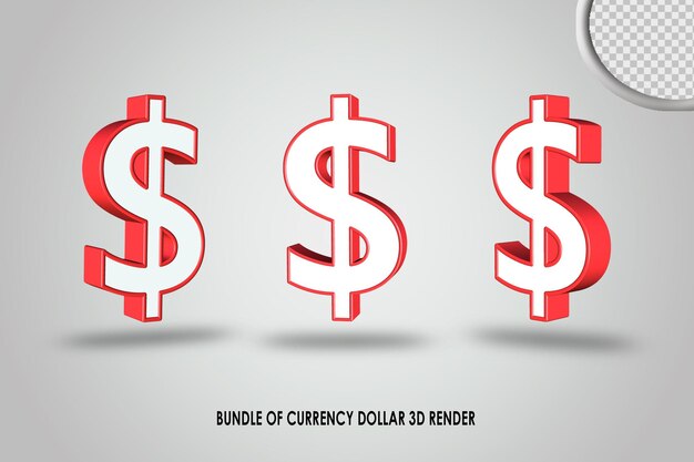 PSD bundle of currency dollar 3d render