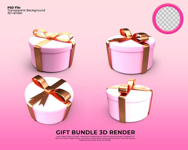 Pacchetto di scatole regalo 3d render per decorare la vendita