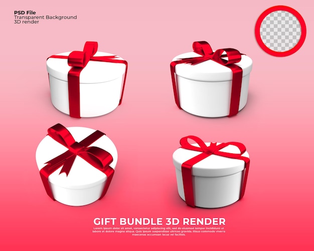 Bundle of gift boxes 3d render  for decorate sale