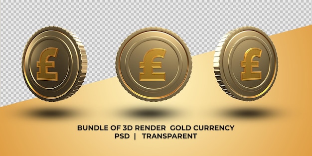 3dコイン通貨英ポンドのバンドル