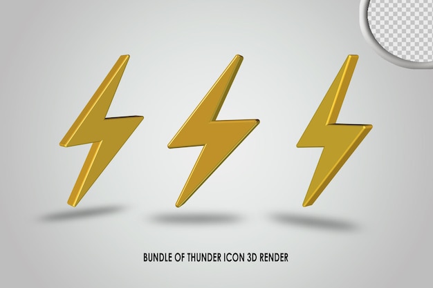 Bundle of thunder icon 3d render gold color