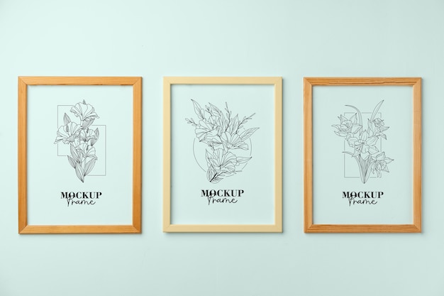 PSD bundle of various sizes frames mockup