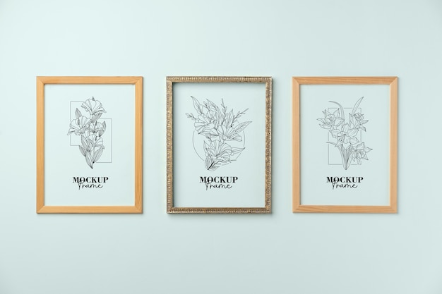 PSD bundle of various sizes frames mockup