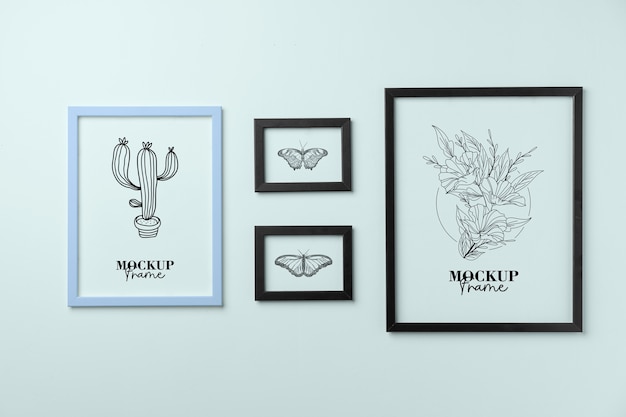 Bundle of various sizes frames mockup