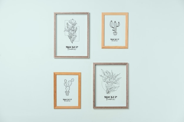 Bundle of various sizes frames mockup