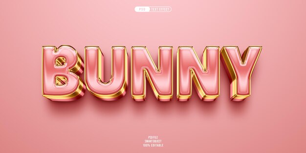 PSD bunny 3d editable text effect