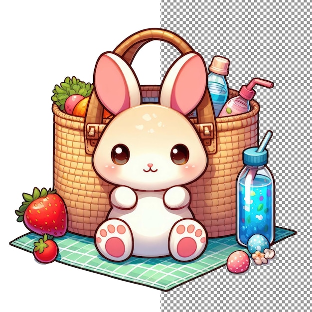 PSD bunny bliss adorable vector art of a cute rabbit on png background