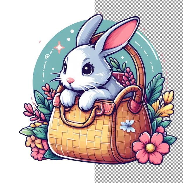 PSD bunny bliss adorable vector art of a cute rabbit on png background