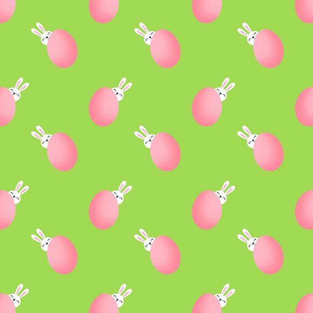 PSD bunny and egg on a green background easter repeating pattern