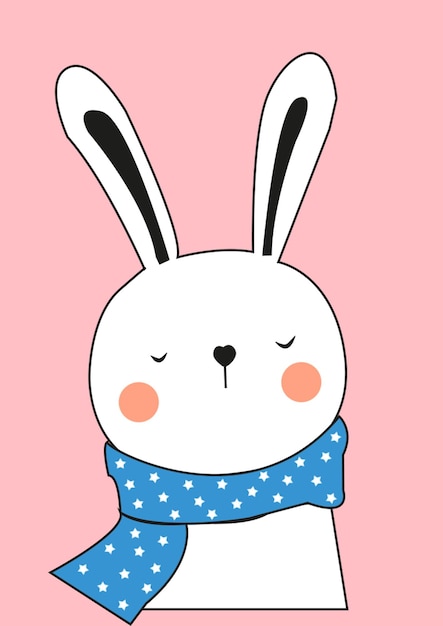 a bunny with a blue scarf on its face is covered in a blue scarf
