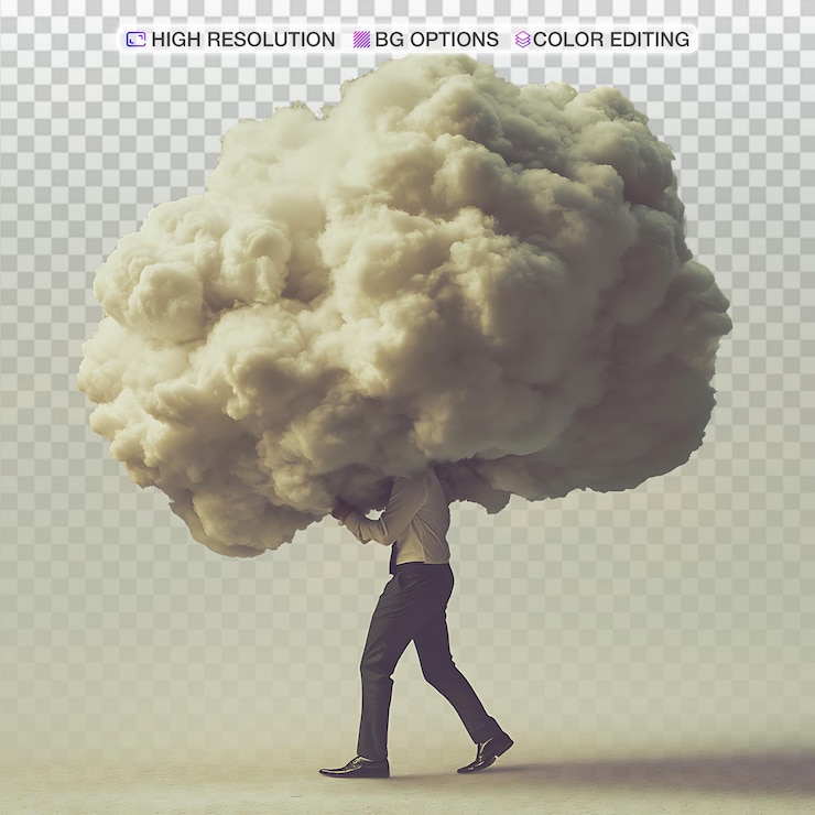 PSD burdened businessman struggles under heavy cloud weight