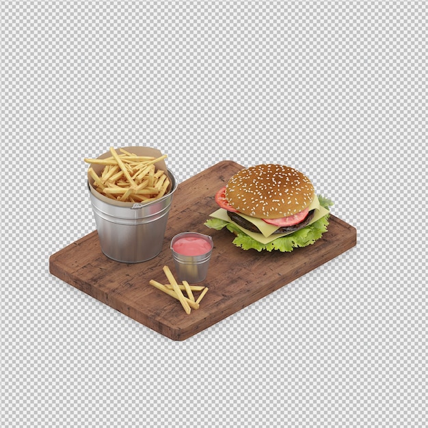 L'hamburger 3d isolato rende