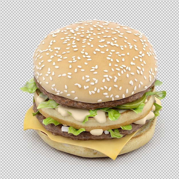 L'hamburger 3d isolato rende