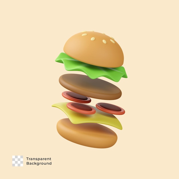 Progettazione dell'icona di rendering 3d dell'hamburger