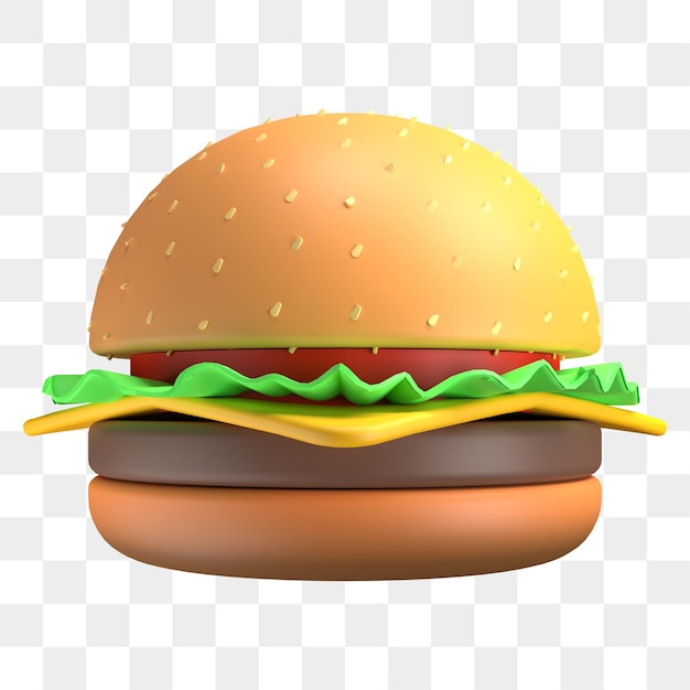 Burger 3D render illustration isolated transparent background