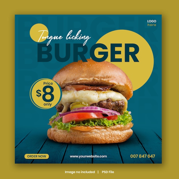 Burger Aanbieding post of social media sjabloon bewerkbare psd