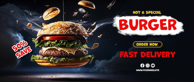 PSD burger annunci manifesti di hamburger con sfondo delizioso hamburger