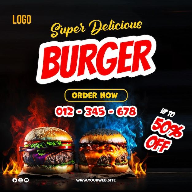Burger annunci manifesti di hamburger con sfondo delizioso hamburger