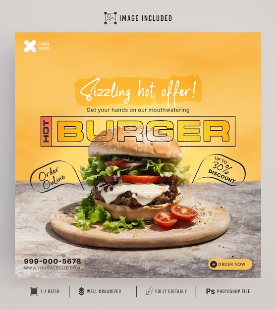 Burger Bliss Social Media Post Designs for Foodies