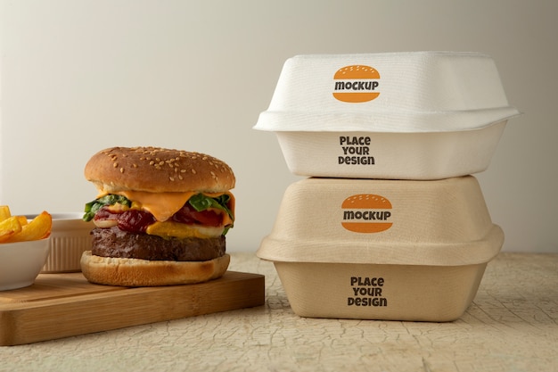 PSD burger box mockup design