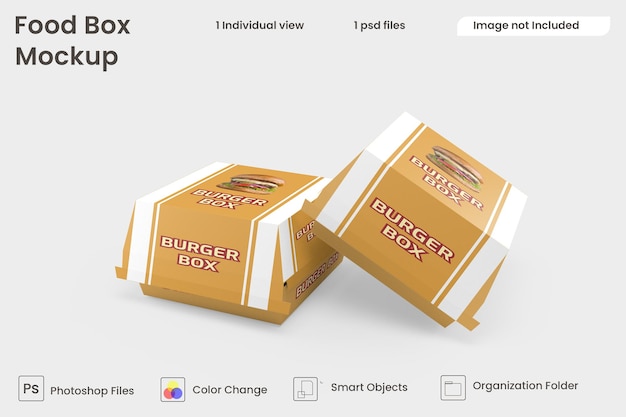 Modello di scatola di hamburger psd premium