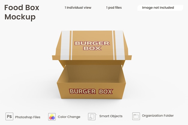 Burger box mockup premium psd