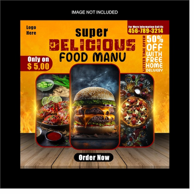 PSD burger brochure flyer template design