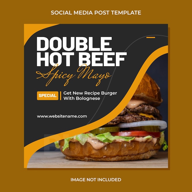 Burger Delicous Fast Food Szablon Postu Na Instagramie W Mediach Społecznościowych