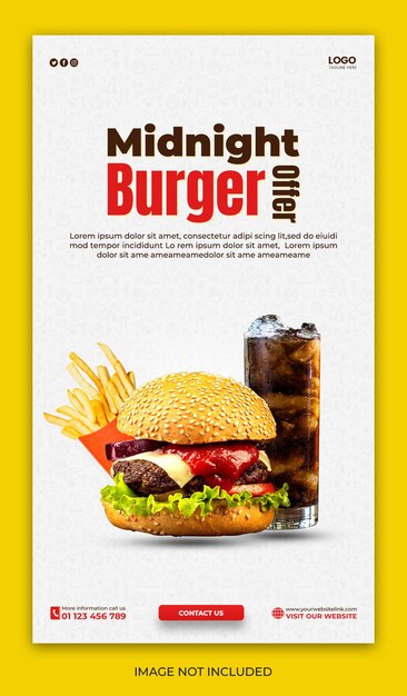 PSD burger en fastfood instagram verhaal sjabloon