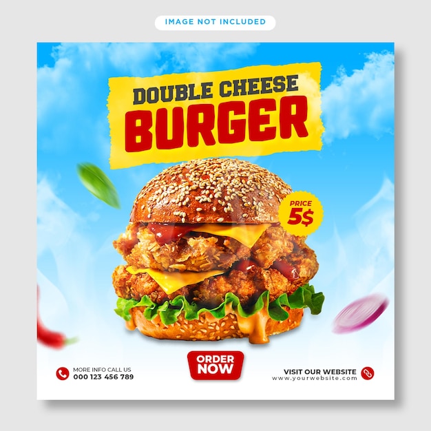 Banner post instagram ristorante fast food hamburger