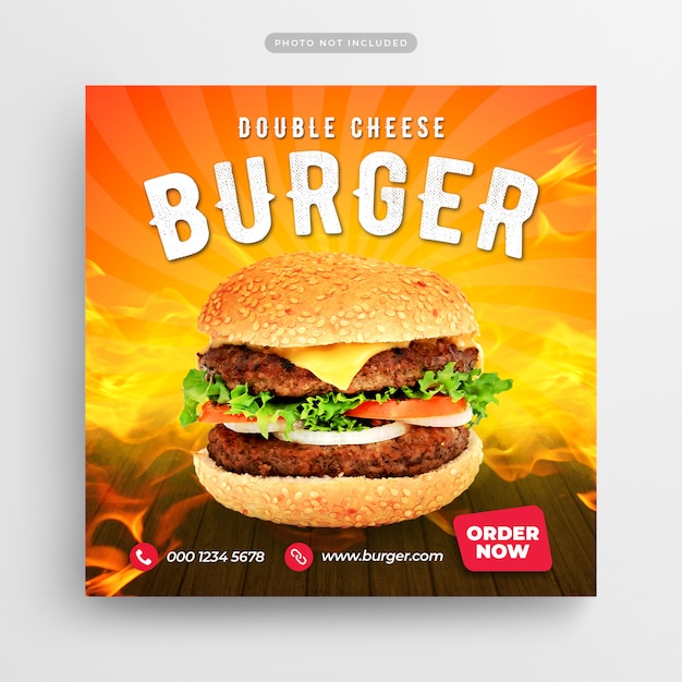 Burger fast food restaurant social media post & webbanner