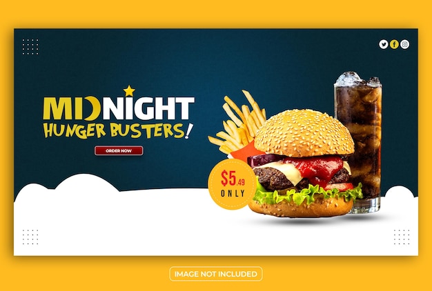 PSD modello di banner web per burger e fast food