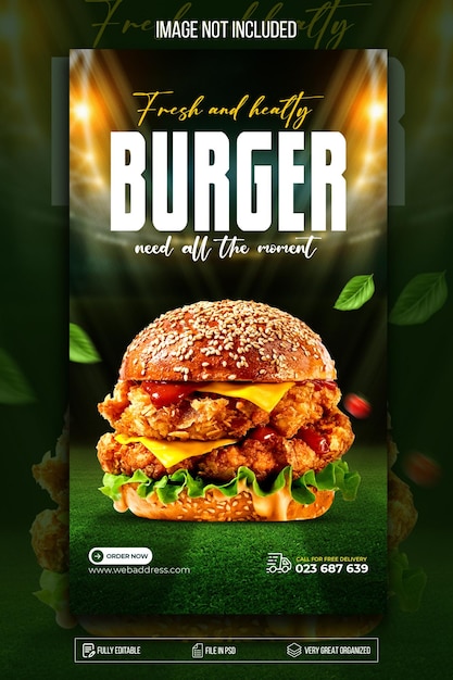 Burger fastfood creatieve sociale media-promotie en bannerpost-ontwerpsjabloon gratis psd