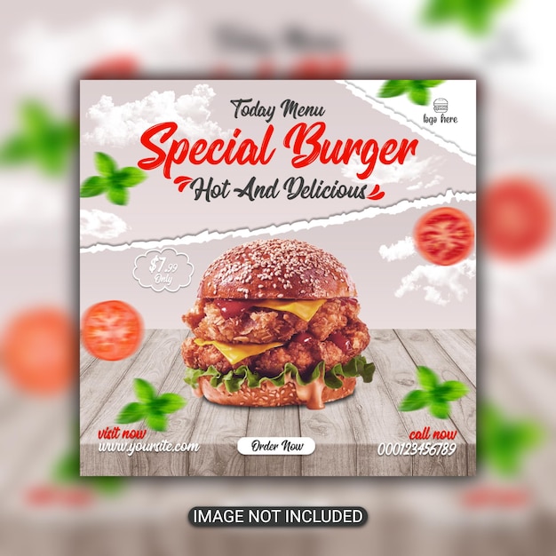 PSD burger flyer instagram food post design