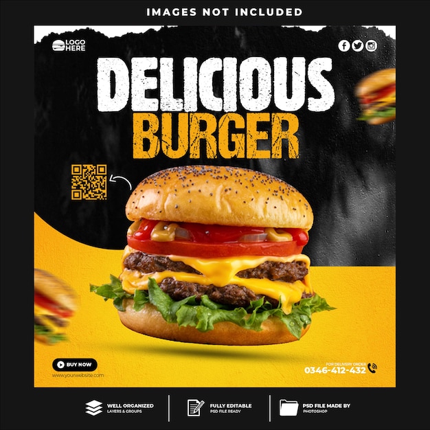 PSD burger flyer social media post en webbannersjabloon