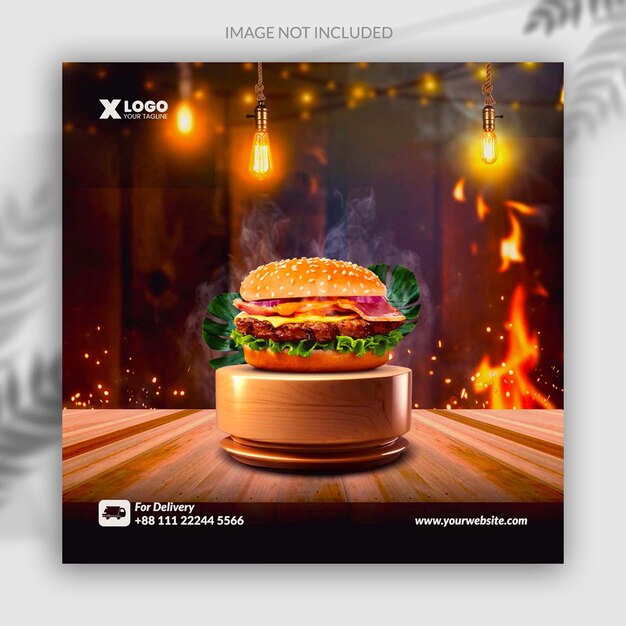 PSD burger flyer and social media post