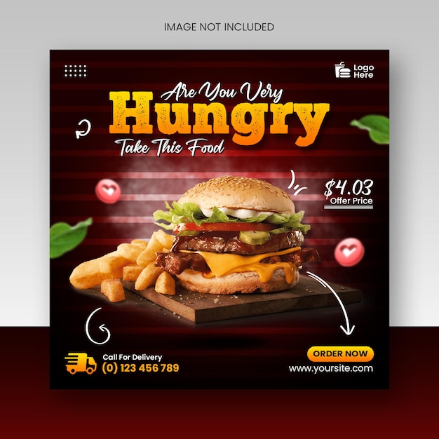 Burger Food Banner Social Media Post Projekt Szablonu