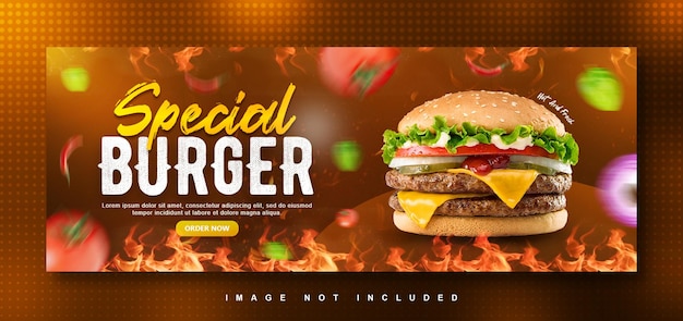 PSD burger food menu facebook cover design template