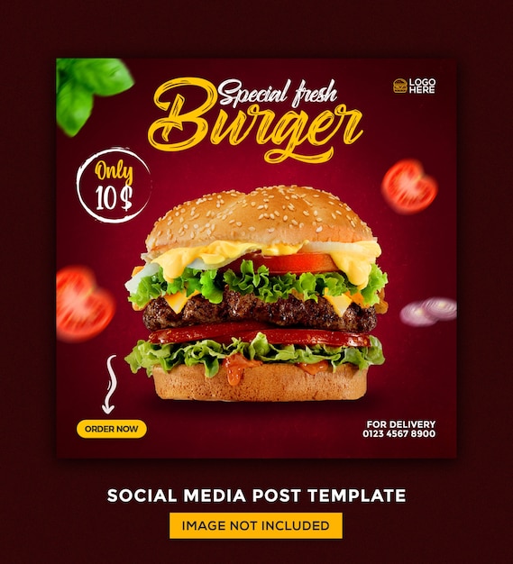 Burger Food Menu I Szablon Projektu Postu W Mediach Społecznościowych Restauracji