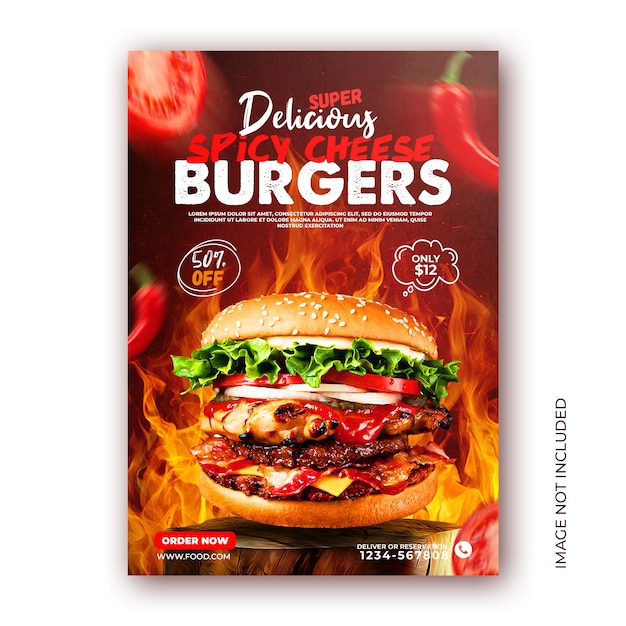 Burger Food Menu Plakat Promocja Szablon Postu Na Instagramie W Mediach Społecznościowych