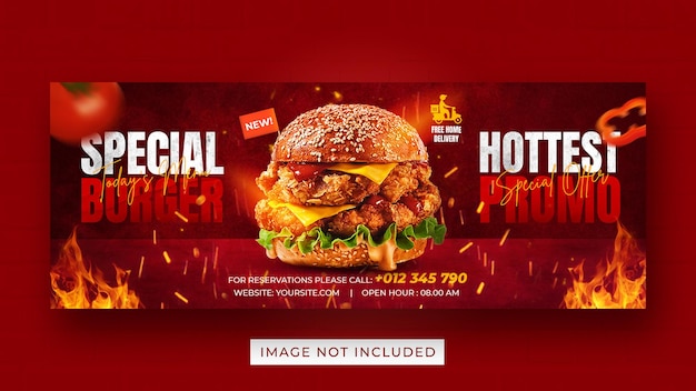 PSD burger food menu promotion social media facebook cover banner template