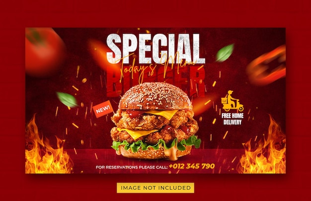 PSD burger food menu promotion web banner template