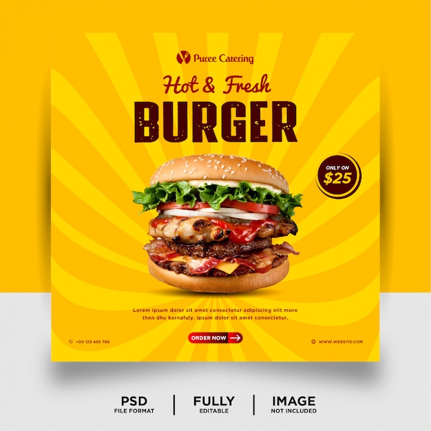 PSD burger food promotion social media post banner