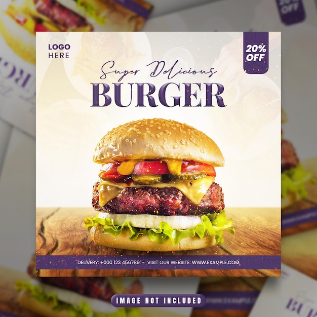 Burger food social media post template