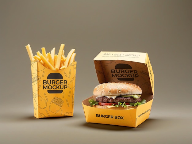burger and fries meal in packaging