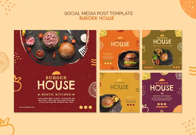 Modello di post sui social media di burger house