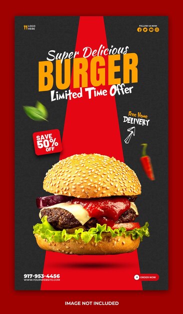 Burger I Fast Food Szablon Historii Na Instagramie