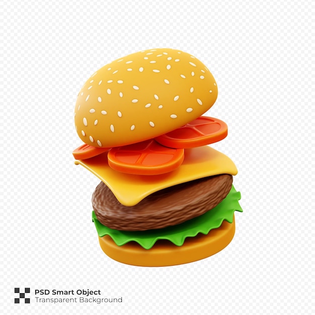 Burger icon 3d render illustration isolated premium psd